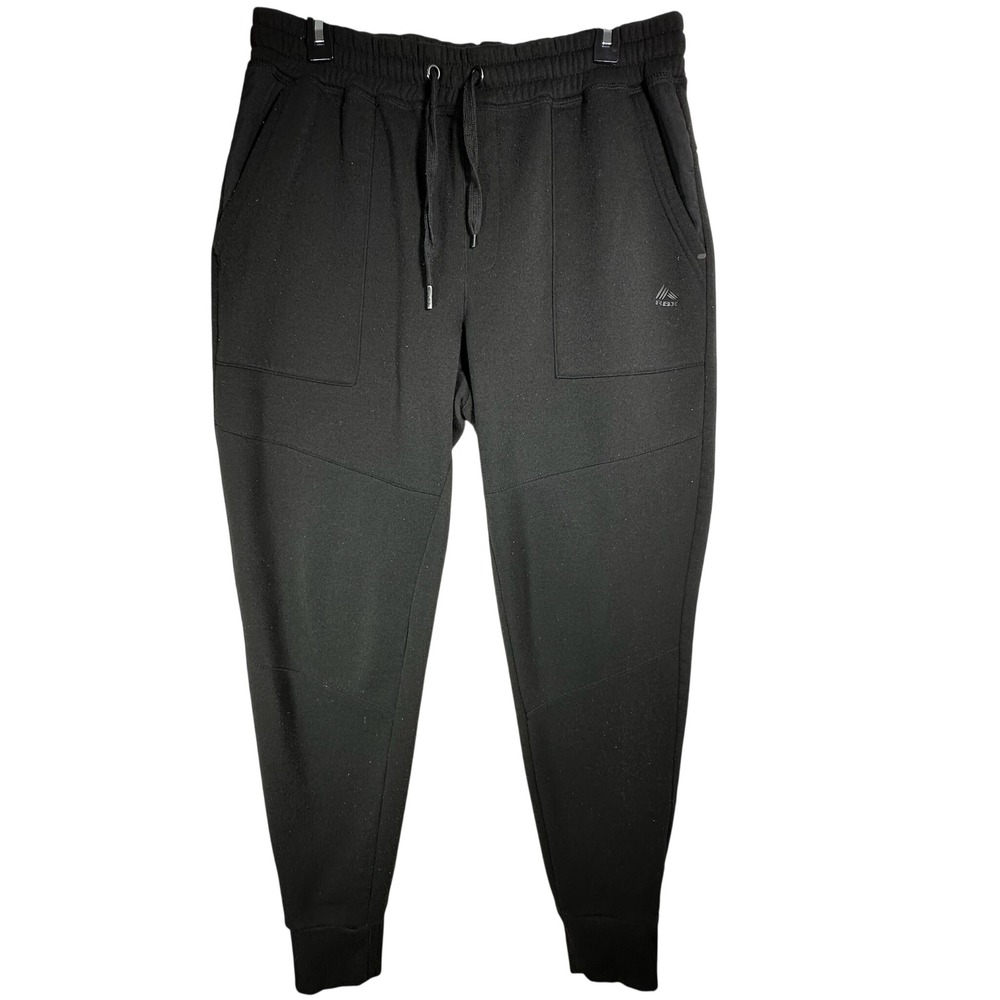 RBX Mens Black Activewear Jogger‎ Sweatpants Large Drawstring Broken Back Zipper